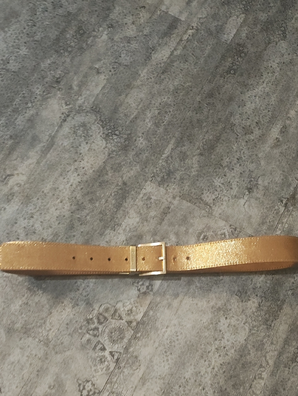 Calvin Klein Gold Leather Ladies’s Belt with Square Buckle